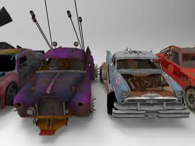 Demolition Derby Carss x 8 Low-poly 3D model
