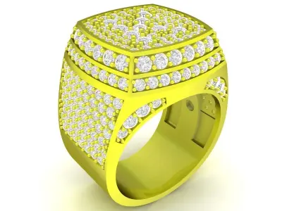 Luxury Pave Square Diamond Ring for Men  4936 3D print model