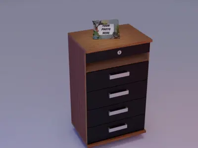 Photo frame witch duck figures high-poly 3D model