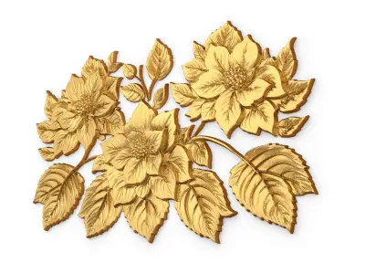 mural classic flowers decor ornament 07 3D model