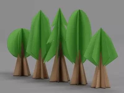 Paper Trees Low-poly 3D model