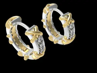 Sixteen Stone Hoop Earring 3D print model