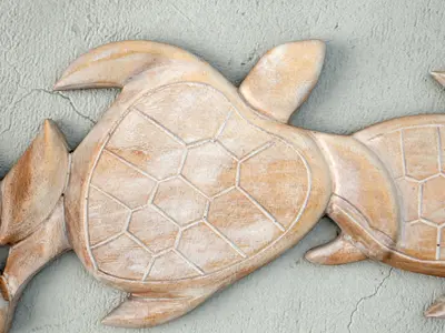 Relief Panel Carving Sea Turtle Trio 3D model