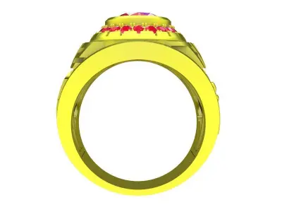 A7174 Oval Diamond Signet Ring For Men 3D print model