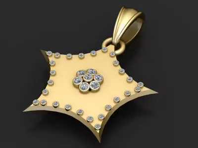  gold star pendant  3D printable model  3D print model