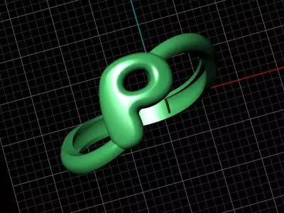 P alphabet bypass shell hallow ring 3D print model