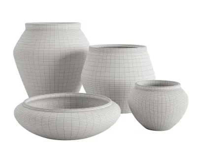 Glazed Ceramic Planters 3D model