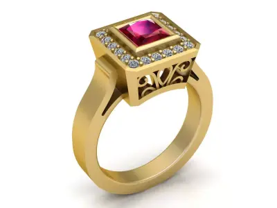 Luxury  Gemstone Wedding Rings 3D model 3D print model