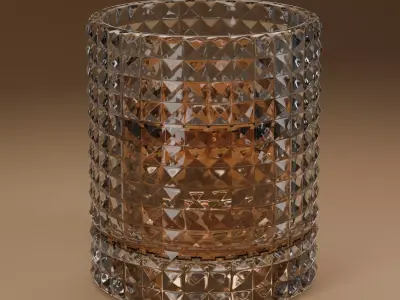 Luxury Cut Crystal Whiskey Tumbler - Realistic Glass - FBX GLB 3D model