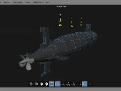 Submarine in computer program 3D model