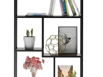 decorative shelf with decorative collection 3D model