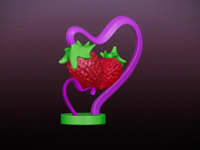 Love Fruits strawberries heart stand 3D print model