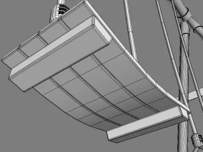 Double Seats Wooden Swing 12 3D model