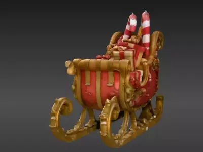Christmas Candy Gift Sleigh Holiday Candy Sleigh 3D Model  Low-poly 3D model