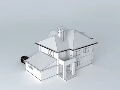 villa house with car Free 3D model