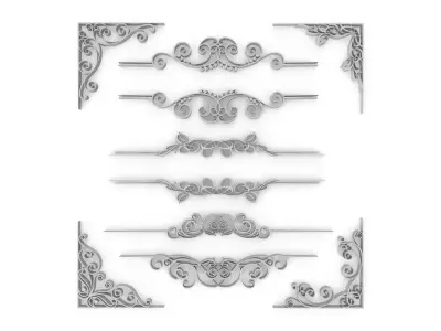 Ornate Swirls 02 Set 3D model