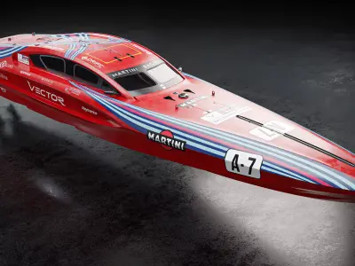 High Quality Vector V40R Martini x Porsche offshore powerboat 3D model