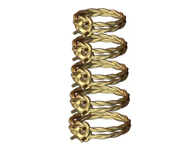 Double rope shank 5mm diamond solitaire US sizes 5to9 3D print model