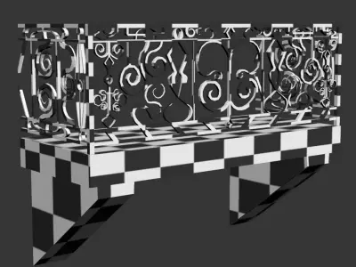 Balcony wrought iron railing Free low-poly 3D model