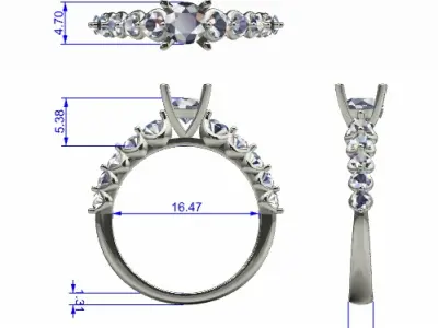 Solitaire Plus Ring 3D print model