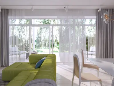 contemporary studio living room interior 3D model