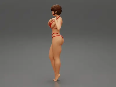 Sexy Woman Body In Summer Fashion Bikini with short hair 3D print model