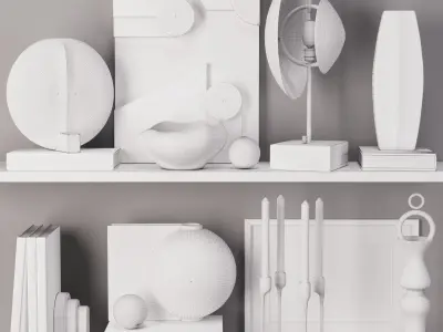 Decorative set 5 shelf 3D model