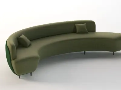 Curved Half Moon Sectional Chaise Lounge Fabric Sofa 3D model