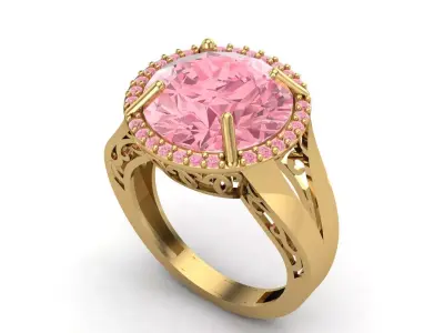 Womens Rings With Stone Ring Ready STL 3DM Models Rings women 3D print model 30