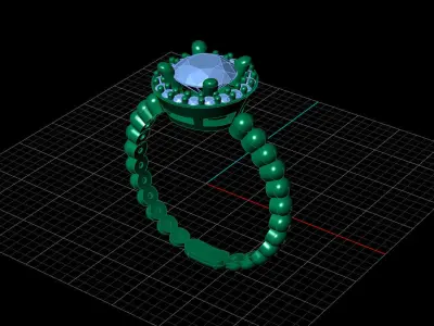 STL 3DM Print Ready Women Diamond Ring Lightweight Printable  3D print model 94