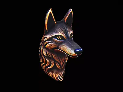 Wood Carved Wolf 3D model