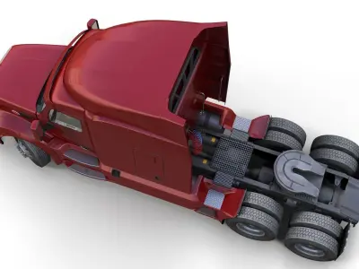 Peterbilt 579 lowboy trailer Low-poly 3D model