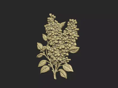 Lilac design cluster leave floral flower grass design carve 3D print model