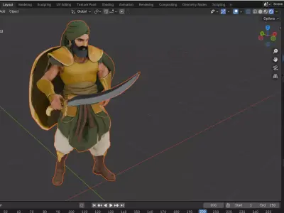 High Quality Arabic Warrior FBX Rigged with Animations 3D model