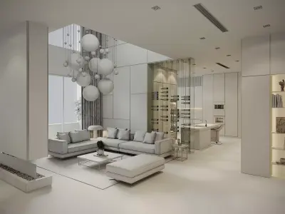 Modern Interior Living and Dining 3ds Max Corona Unreal Engine 5 3D model