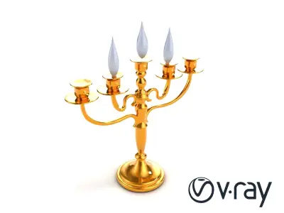 Elegant Brass Candelabra with Curved Arms model pack Low-poly 3D model