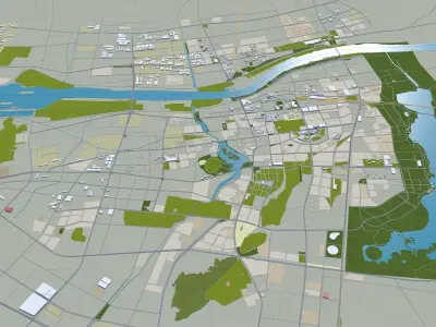 Bengbu Anhui China 40km Free low-poly 3D model