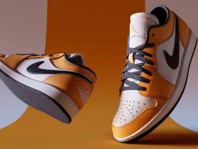 PBR Model Shoes Laser Orange Low-poly 3D model