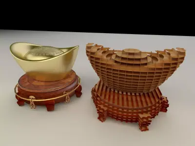Chinese gold ingot 3D model