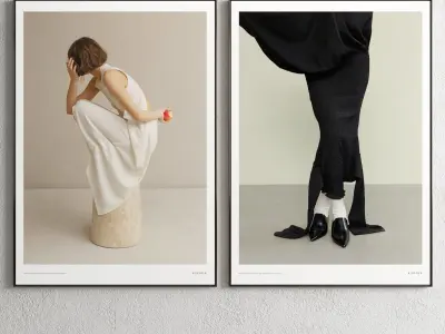 Plaster Two Photo Frame E-23 Low-poly 3D model