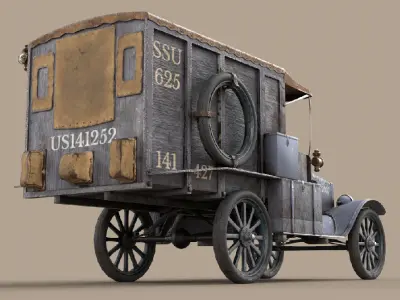 Ford Model T Ambulance WWI 1917 Low-poly 3D model