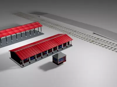 Railway Station Items Low-poly 3D model