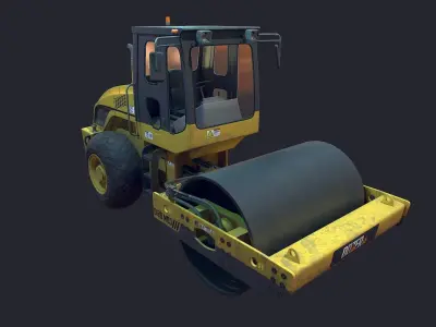 asphalt roller Low-poly 3D model from CGTrader