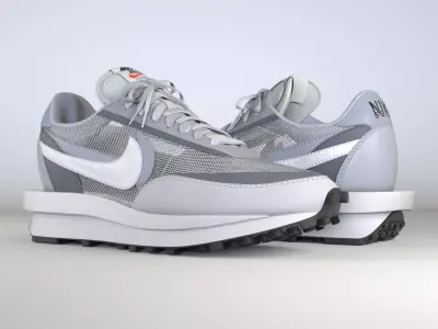 Nike Sacai LD Waffle Summit White Low-poly 3D model