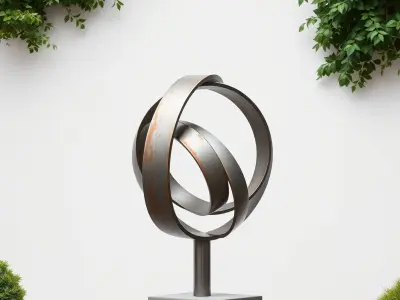 Modern Abstract Metal Sculpture Model Pack Low-poly 3D model