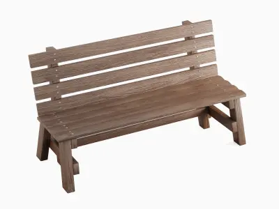 Wooden Outdoor Bench Set 3D model