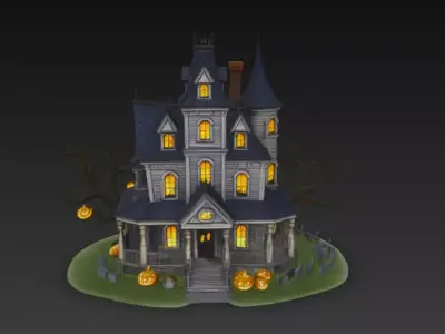 Spooky Halloween Mansion 3D Model 3D model