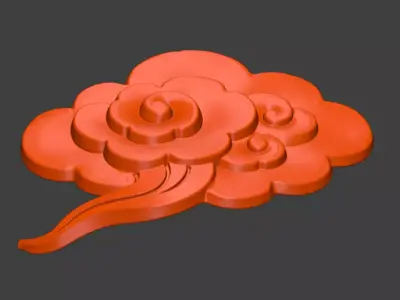 A 3D sculpture of auspicious cloud with cloud pattern decoration 3D print model