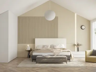 Comfortable bedroom interior scene 3D model 3D model