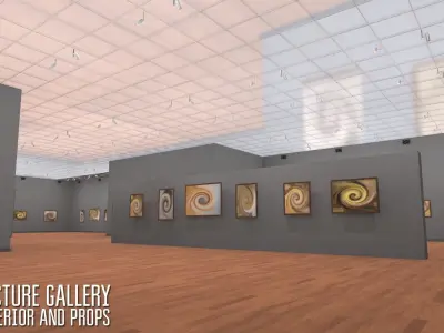 Picture gallery - interior and props Low-poly 3D model